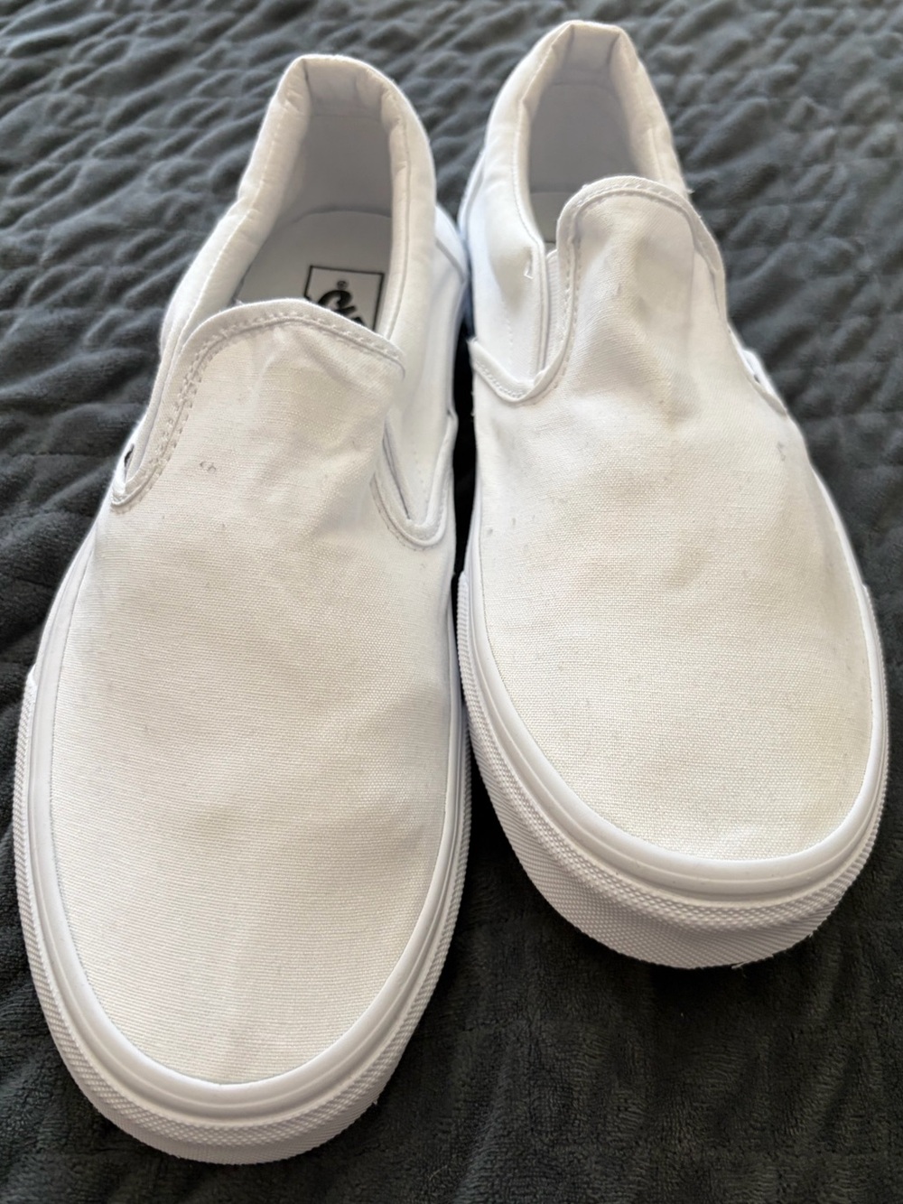 Vans White Canvas Slip-On Loafers - Picture 2 of 5